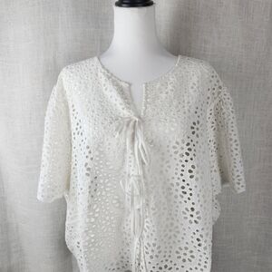 The Drop Womans Doca Lace Tie Front Top With Scallop Detail